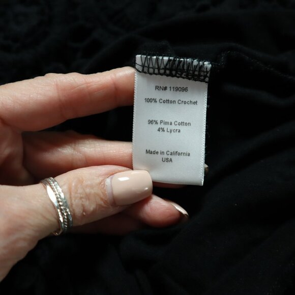 Nightcap Crochet Shift Dress Womens 2 Black Boho Witchy Whimsigoth Goth LBD 70's - Picture 3 of 8